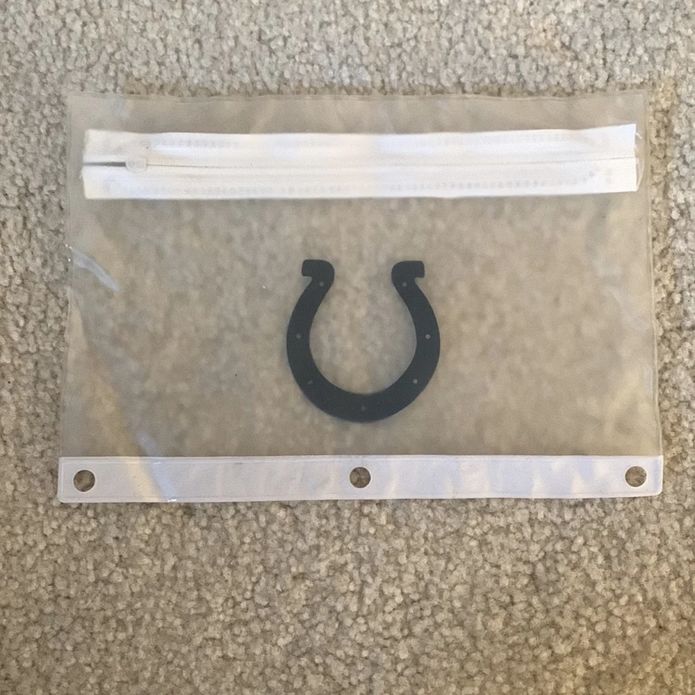 FREE NFL Indianapolis Colts Blue Clear Zipper 3-Ring Binder Pencil Case Holder